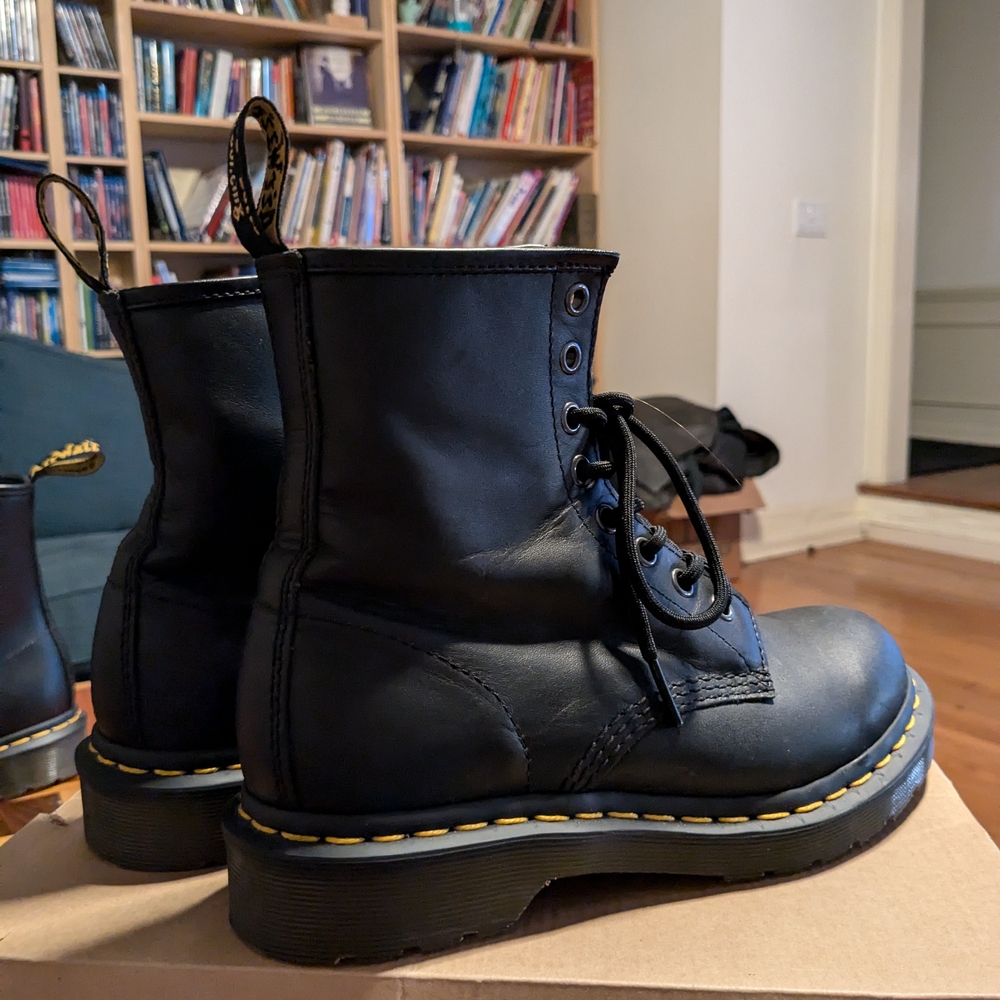Black Leather Lace-Up Boots